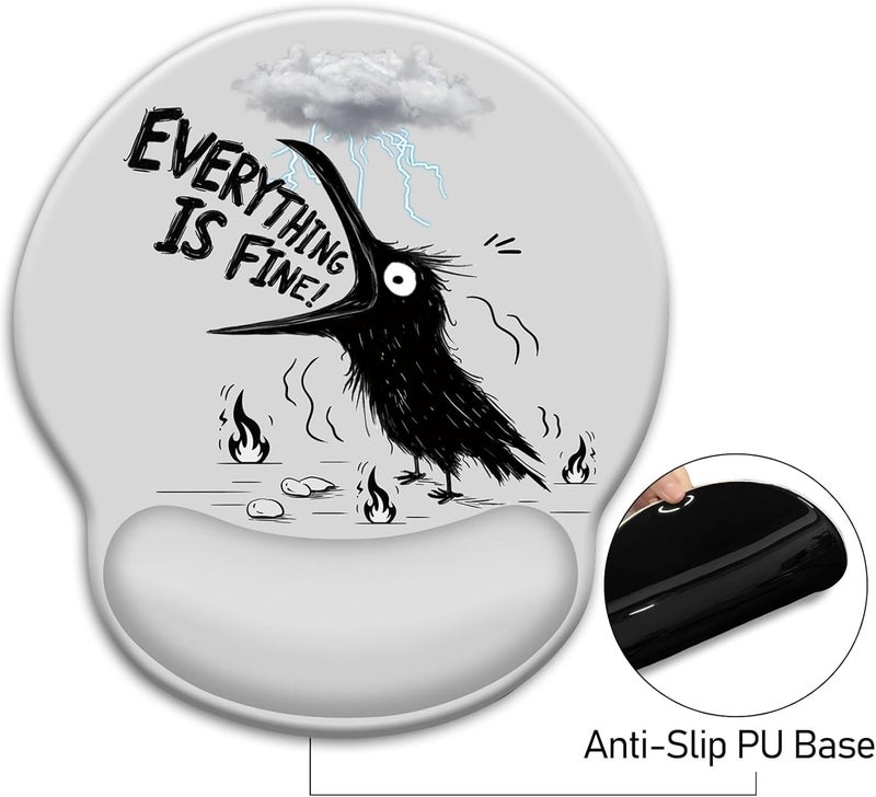 Blusabaca Mouse Pad with Wrist Rest, Funny Crow Ergonomic Mouse Pads Wrist Support for Desk, Goth Gaming Mousepad for Wireless Mouse Laptop Computer Work Home Desk Accessories Office Supplies Desktop Decor - Image 5